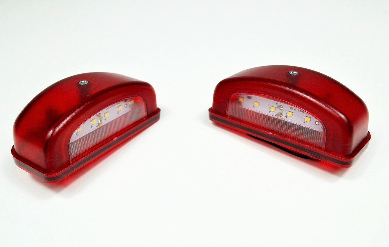 LED License Plate Light Set, Red/White, 104 mm, Universal Automotive, Pack of 2