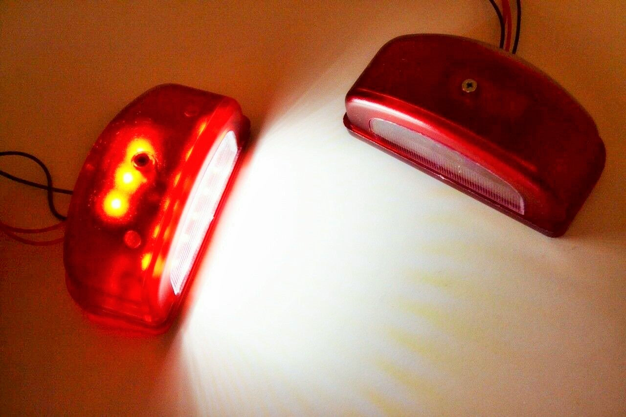 LED License Plate Light Set, Red/White, 104 mm, Universal Automotive, Pack of 2