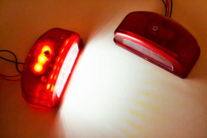 LED License Plate Light Set, Red/White, 104 mm, Universal Automotive, Pack of 2