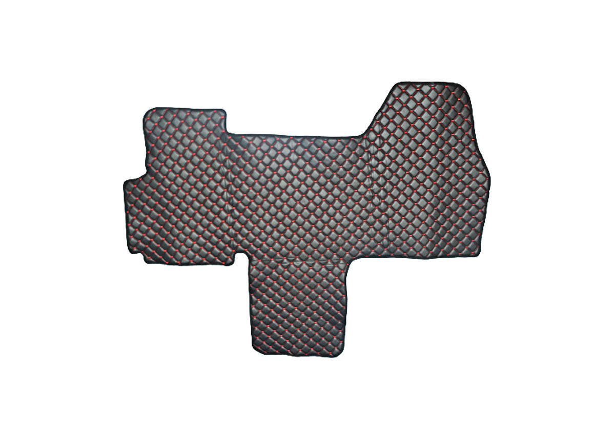 Black Eco Leather Floor Mats – Red Stitching, suitable for Peugeot Boxer, suitable for Fiat Ducato, suitable for Citroen Jumper 2006+