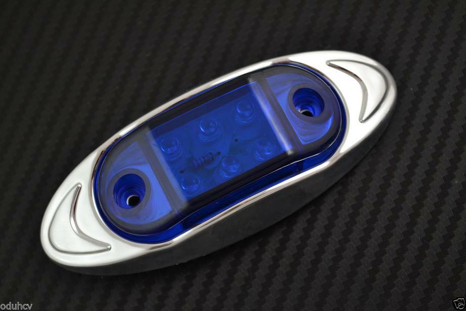 Ovale blaue LED-Positionsleuchten, 6 Dioden, 12V, 2er-Set