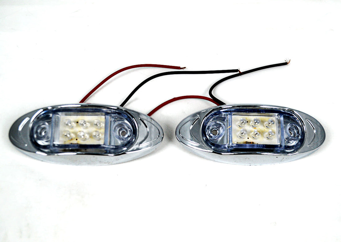 Oval LED Clearance Light – 6 Diodes White with Red Illumination 12V