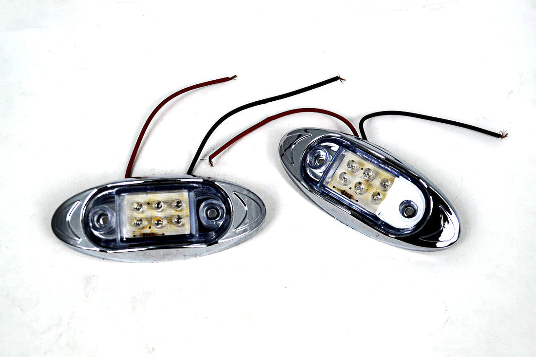 Oval LED Clearance Light – 6 Diodes White with Red Illumination 12V