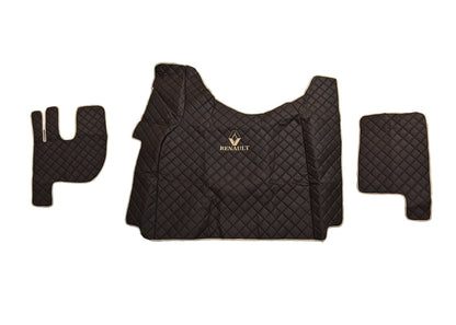 Brown Eco Leather Floor Mats – Suitable for Renault Gama T Tunnel 2014–2021, Logo and Lettering