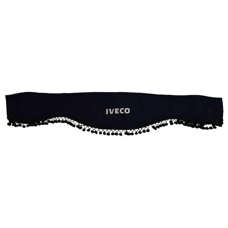 Μπροστινή κουρτίνα παρμπρίζ κατάλληλο για φορτηγό Iveco – Ενιαίο τεμάχιο, μπλε με μαύρες φούντες