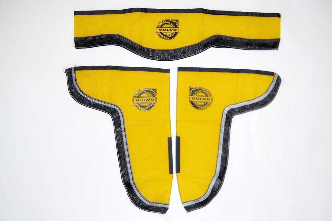 Decorative Truck Curtains Suitable for Volvo – 3-Piece Beige Set with Black Fringes and Velcro Mount