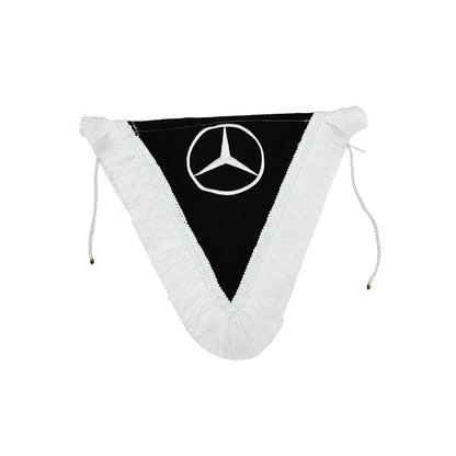 Drapeau double face adapté pour Mercedes, noir 40 x 33 cm avec fixation par ventouse