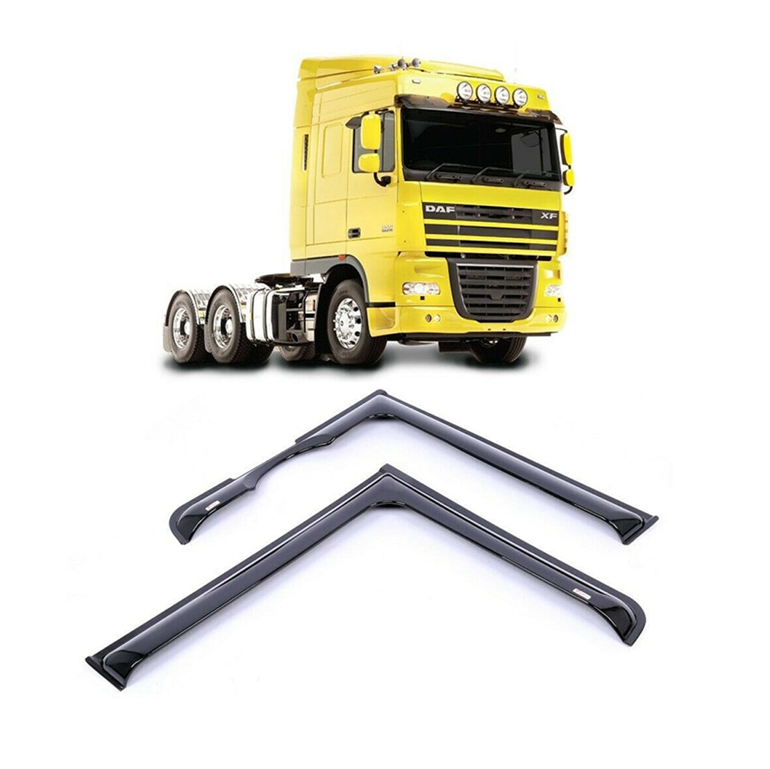 Jeu de déflecteurs de vent transparents – adapté pour DAF XF 105, 1998–2007, noir