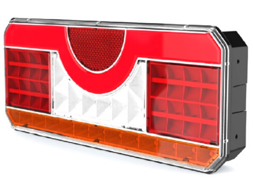 Feu arrière droit à LED, 35 cm, 12/24 V, design arc pour remorques et camions