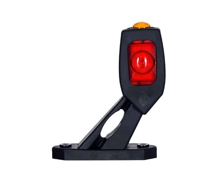 Feu de gabarit latéral LED à corne, court incliné droit, ambre/blanc/rouge