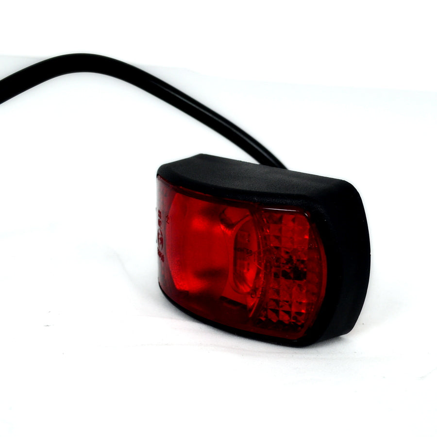 Petit feu de gabarit LED rouge, double arc avec catadioptre, 4 diodes, 12/24 V, 71 x 42 x 25 mm