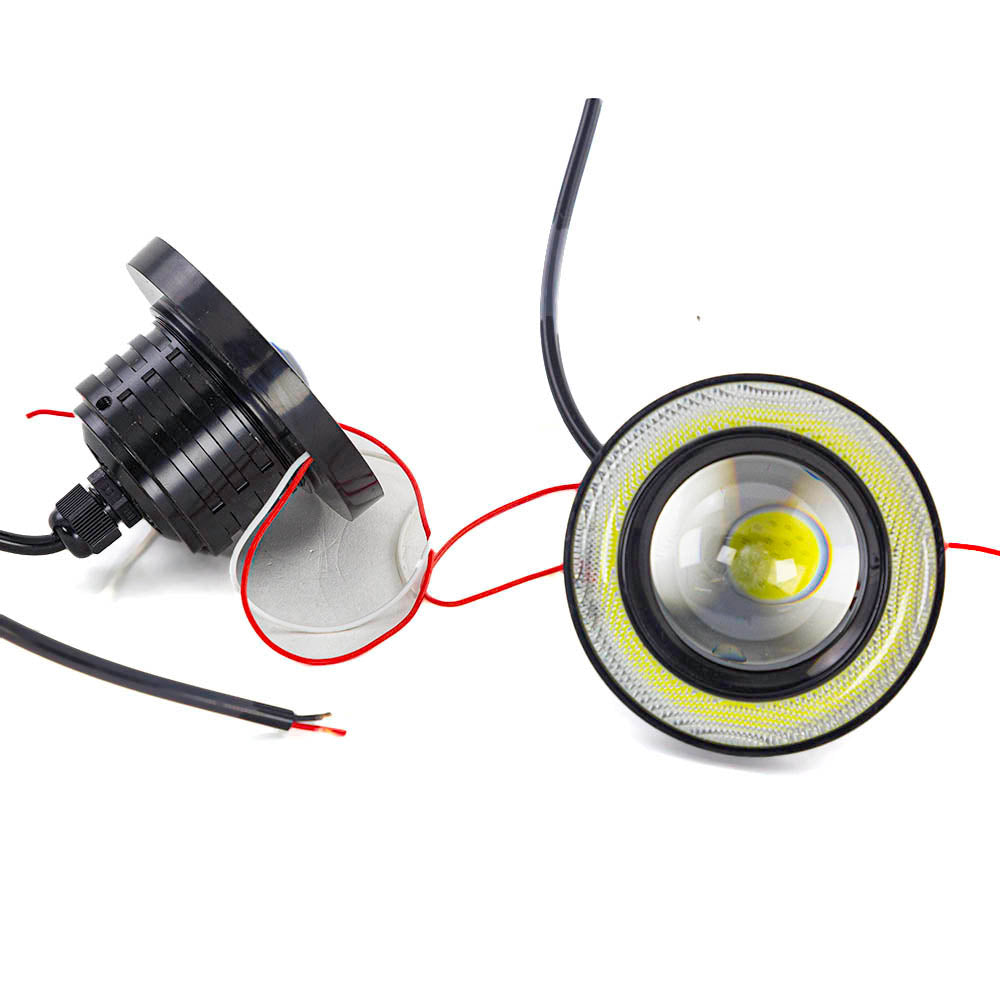 Runde 90 mm LED-Nebelscheinwerfer mit Angel Eyes, 2er-Set, bündig einbaubar