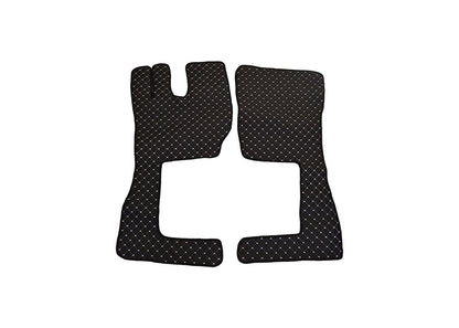 Tapis de sol en cuir – 2 pièces, adapté pour Volvo FH13 2002–2012, noir avec coutures blanches