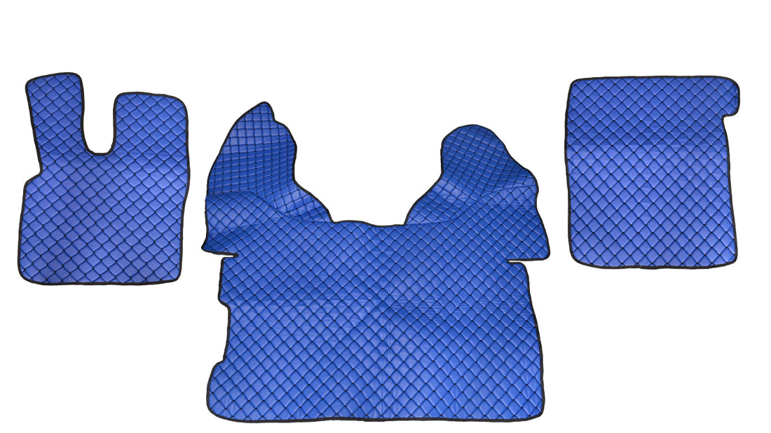 Blue Eco Leather Floor Mats – suitable for DAF XF 106, 2015+, Blue Stitching