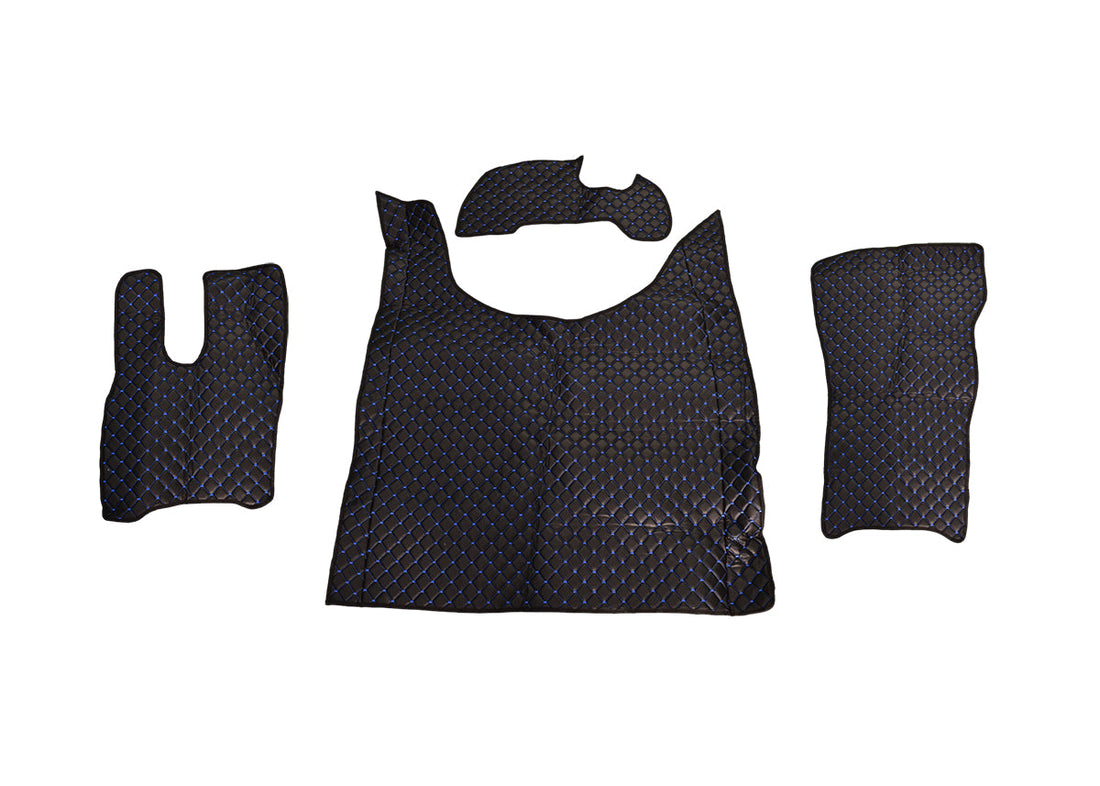 Black Eco Leather Floor Mats – suitable for DAF XG 2022+, Blue Stitching