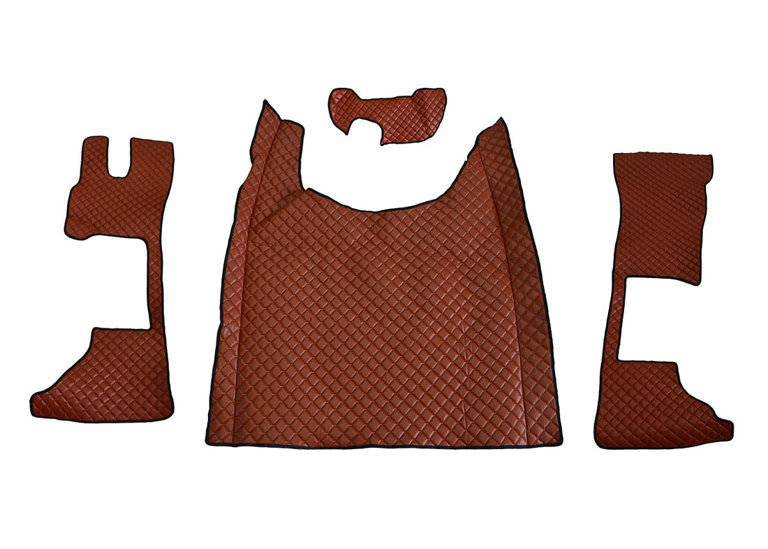 Brown Eco Leather Floor Mats – suitable for DAF XG Long Cab 2022+, Driver &amp; Passenger