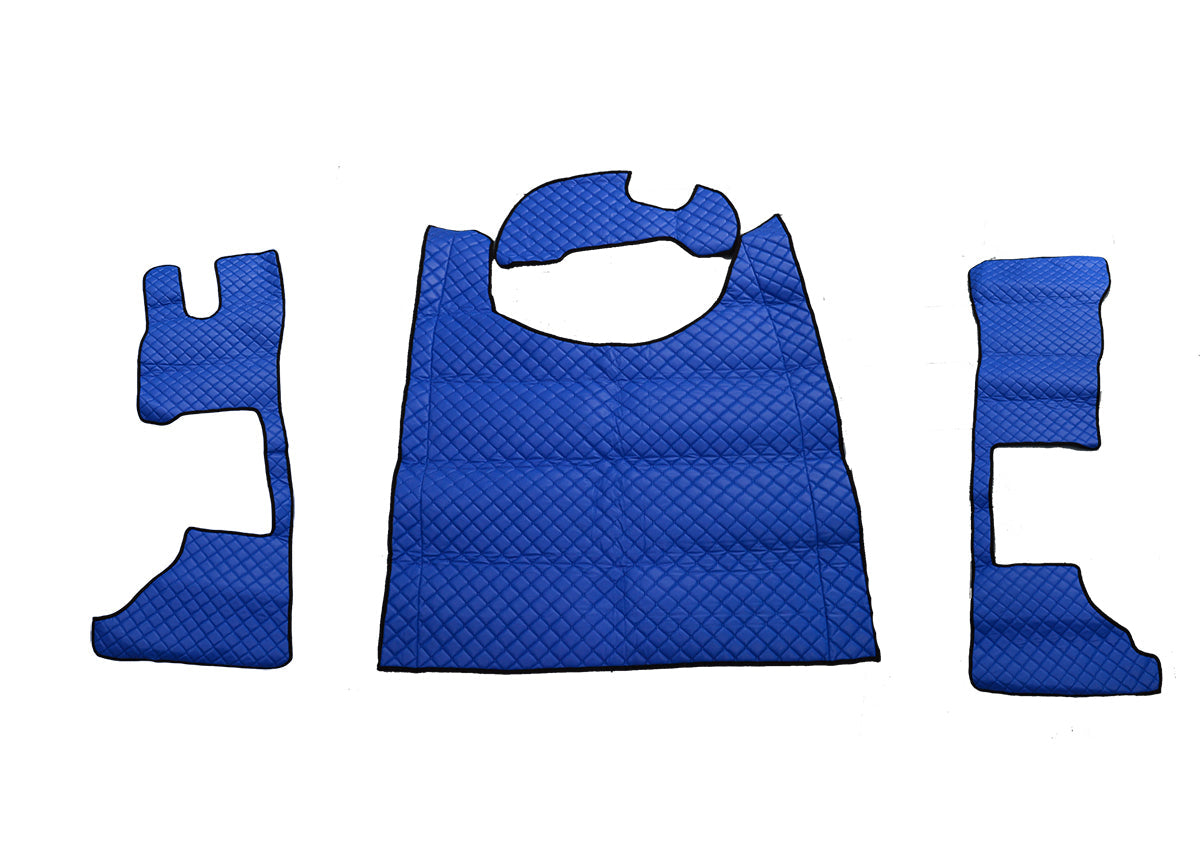 Tapis de sol bleu en cuir synthétique (éco-cuir) – adapté pour DAF XG cabine longue 2022+, conducteur et passager