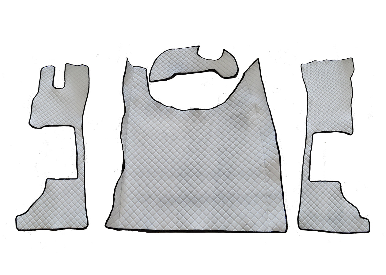 Tapis de sol en cuir synthétique (éco-cuir) blanc – adapté pour DAF XG cabine longue 2022+, conducteur et passager