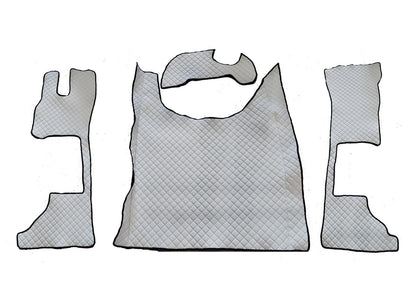 Tapis de sol en cuir synthétique (éco-cuir) blanc – adapté pour DAF XG cabine longue 2022+, conducteur et passager