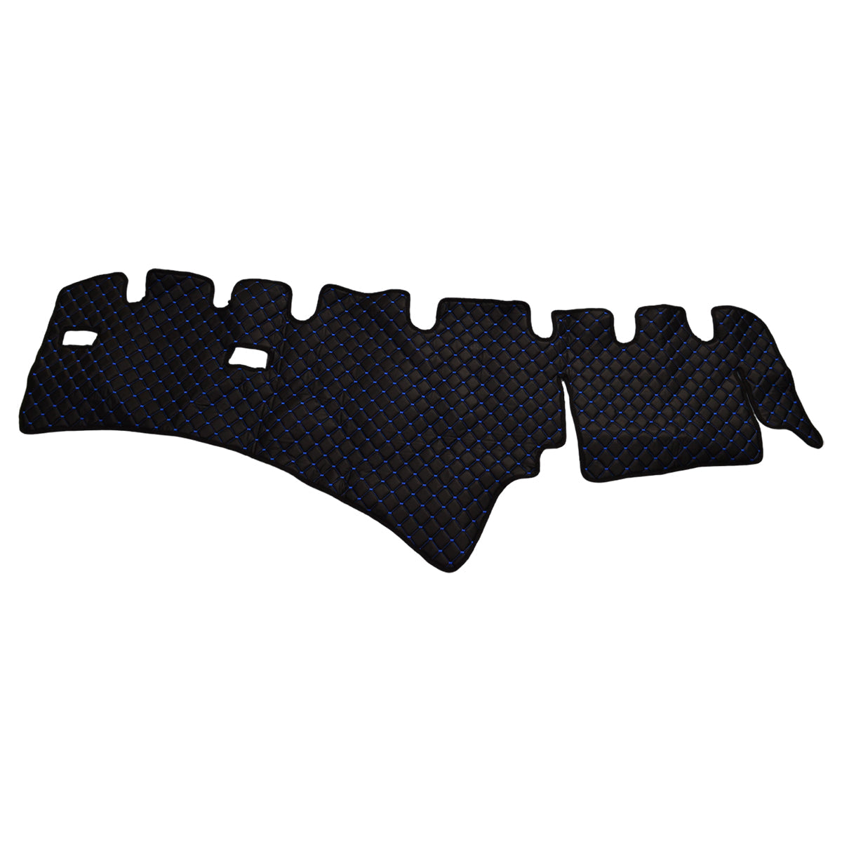 Tapis de tableau de bord – cuir synthétique (éco-cuir), noir avec surpiqûres bleues, adapté pour Scania R 2009–2016
