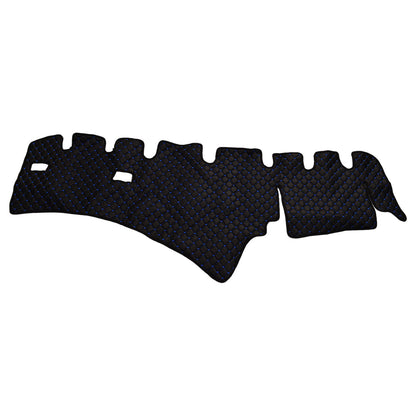 Tapis de tableau de bord – cuir synthétique (éco-cuir), noir avec surpiqûres bleues, adapté pour Scania R 2009–2016