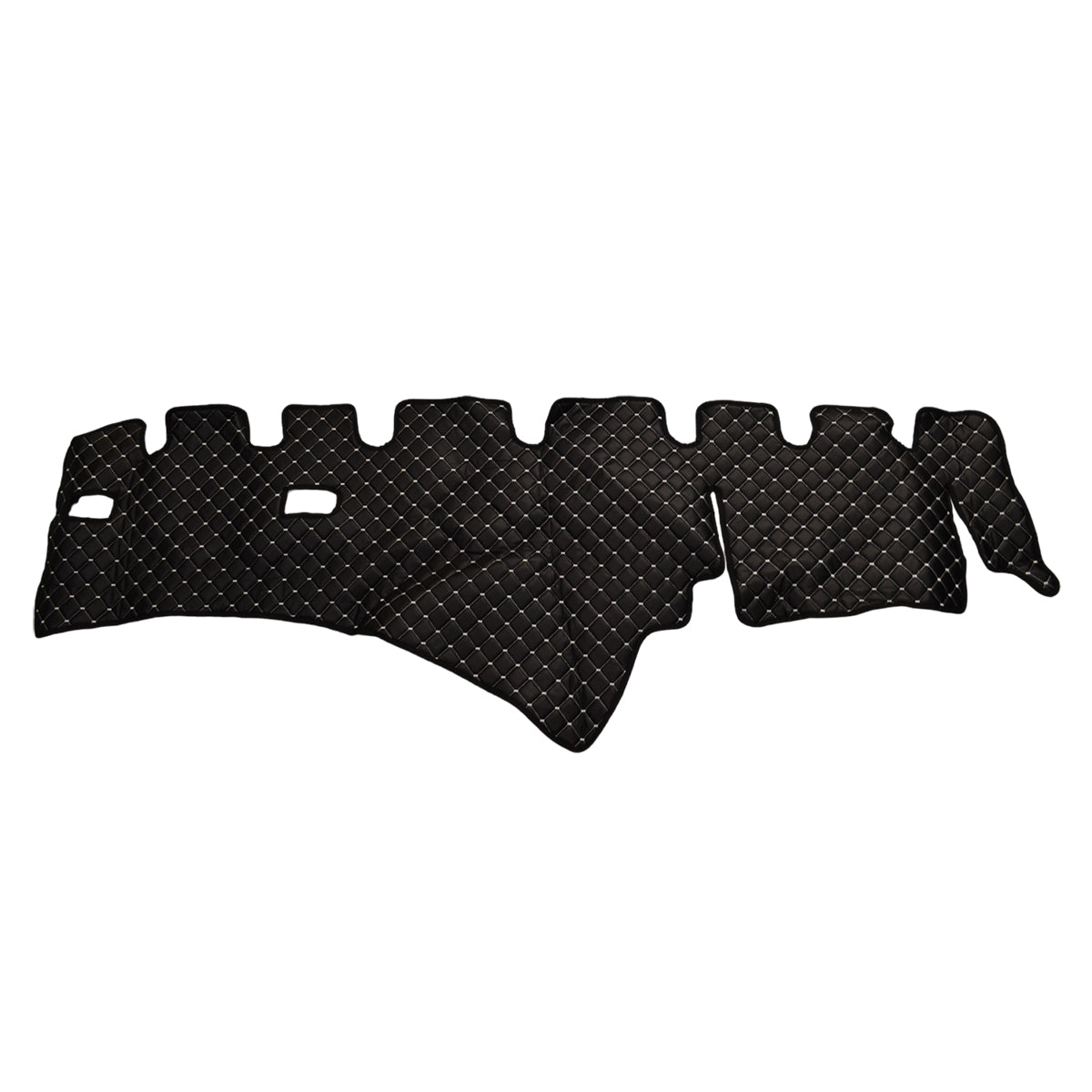 Tapis de tableau de bord – cuir synthétique (éco-cuir), noir avec surpiqûres blanches, adapté pour Scania R 2009–2016
