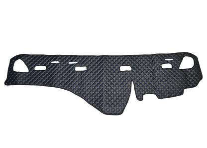 Tapis de tableau de bord – cuir synthétique (éco-cuir), noir avec surpiqûres bleues, adapté pour Volvo FH 2002–2009
