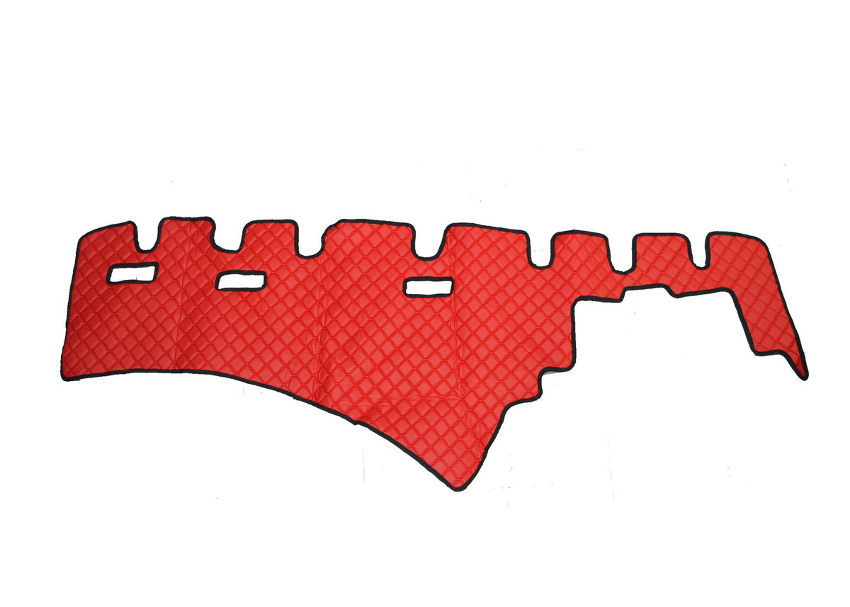 Tapis de tableau de bord – cuir synthétique (éco-cuir), rouge, adapté pour Scania R Streamline 2009–2016