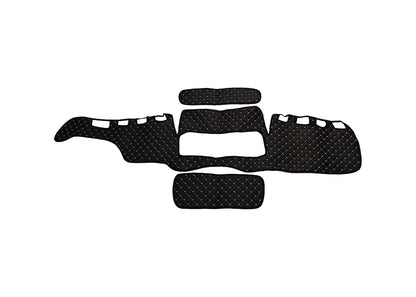 Tapis de tableau de bord – cuir synthétique (éco-cuir), noir avec surpiqûres blanches, adapté pour MAN TGX 2007–2017