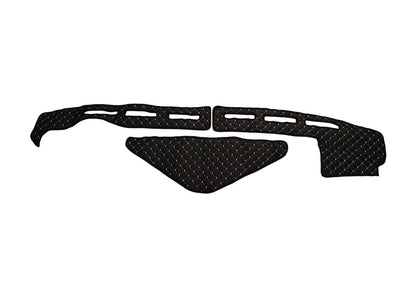 Tapis de tableau de bord en cuir – adapté pour Renault T High Sleeper Cab 2013+, noir avec surpiqûres blanches, avec capteur