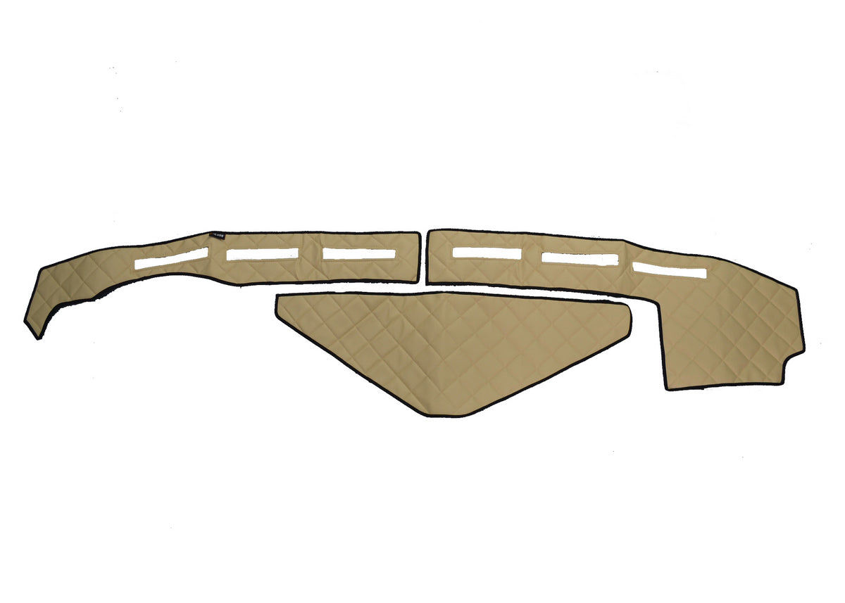 Tapis de tableau de bord en cuir synthétique (éco-cuir) – Beige, adapté pour Renault T avec capteur, cabine High Sleeper, 2013+