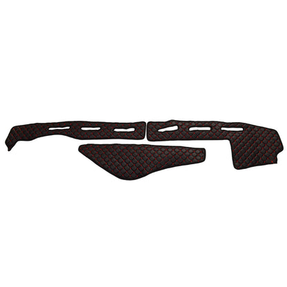 Tapis de tableau de bord en cuir – adapté pour Renault T avec capteur, noir avec surpiqûres rouges, cabine Day Cab / Day &amp; Night Cab / Sleeper Cab