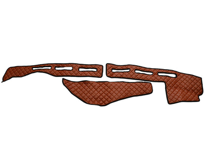 Tapis de tableau de bord en cuir synthétique (éco-cuir) – Marron, adapté pour Renault T avec capteur, cabine Day Cab / Day and Night Cab / Sleeper Cab