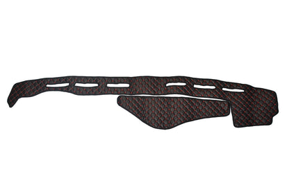 Tapis de tableau de bord – Cuir synthétique (éco-cuir), noir avec surpiqûres rouges, adapté pour Renault K sans capteur