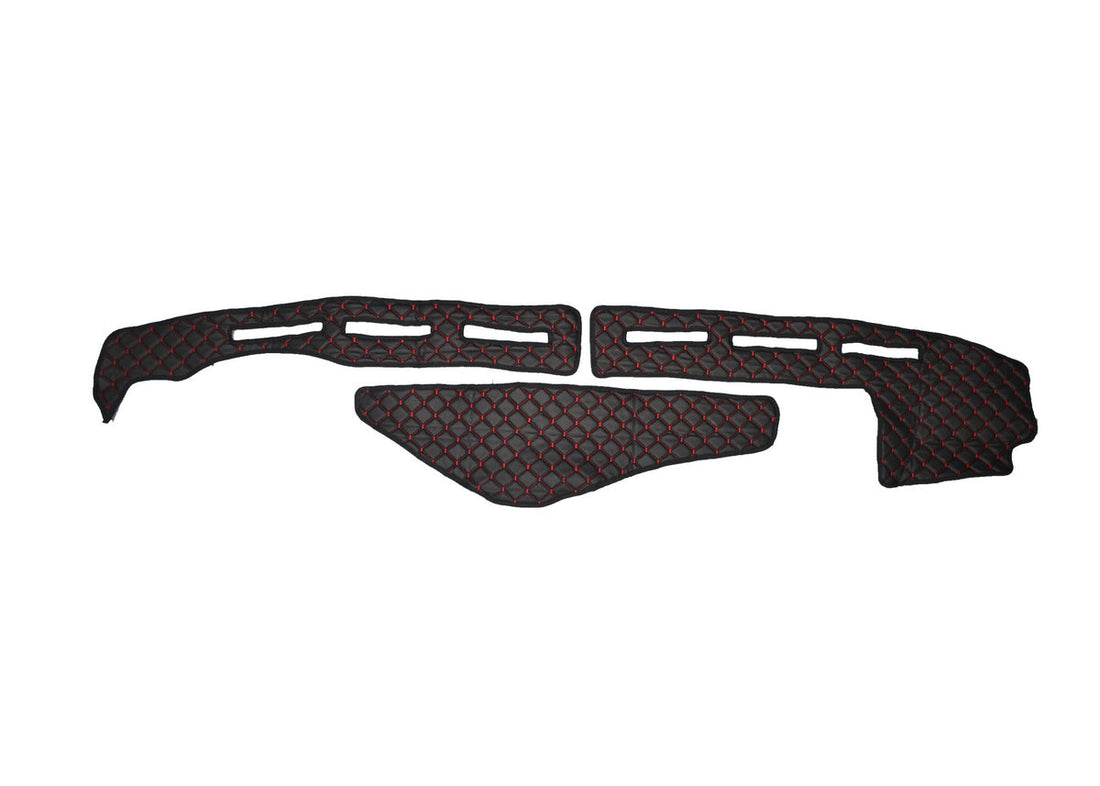 Dashboard Mat – Eco Leather, Black with Red Stitching, suitable for Renault K with Sensor