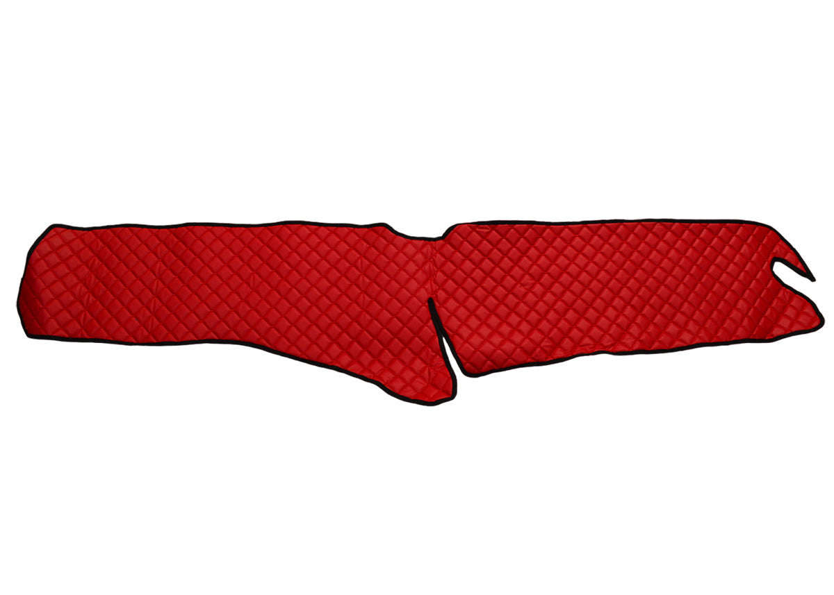Tapis de tableau de bord – cuir synthétique (éco-cuir), adapté pour Scania R 2017+, rouge, sans découpe