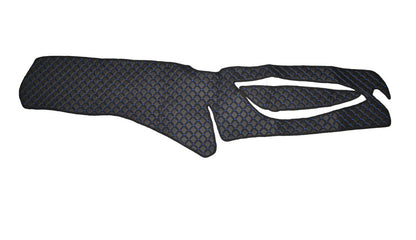 Tapis de tableau de bord – cuir synthétique (éco-cuir), adapté pour Scania R 2017+, noir avec surpiqûres bleues