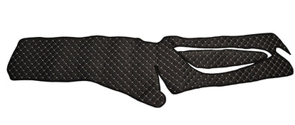 Tapis de tableau de bord – cuir synthétique (éco-cuir), adapté pour Scania R 2017+, noir avec surpiqûres blanches