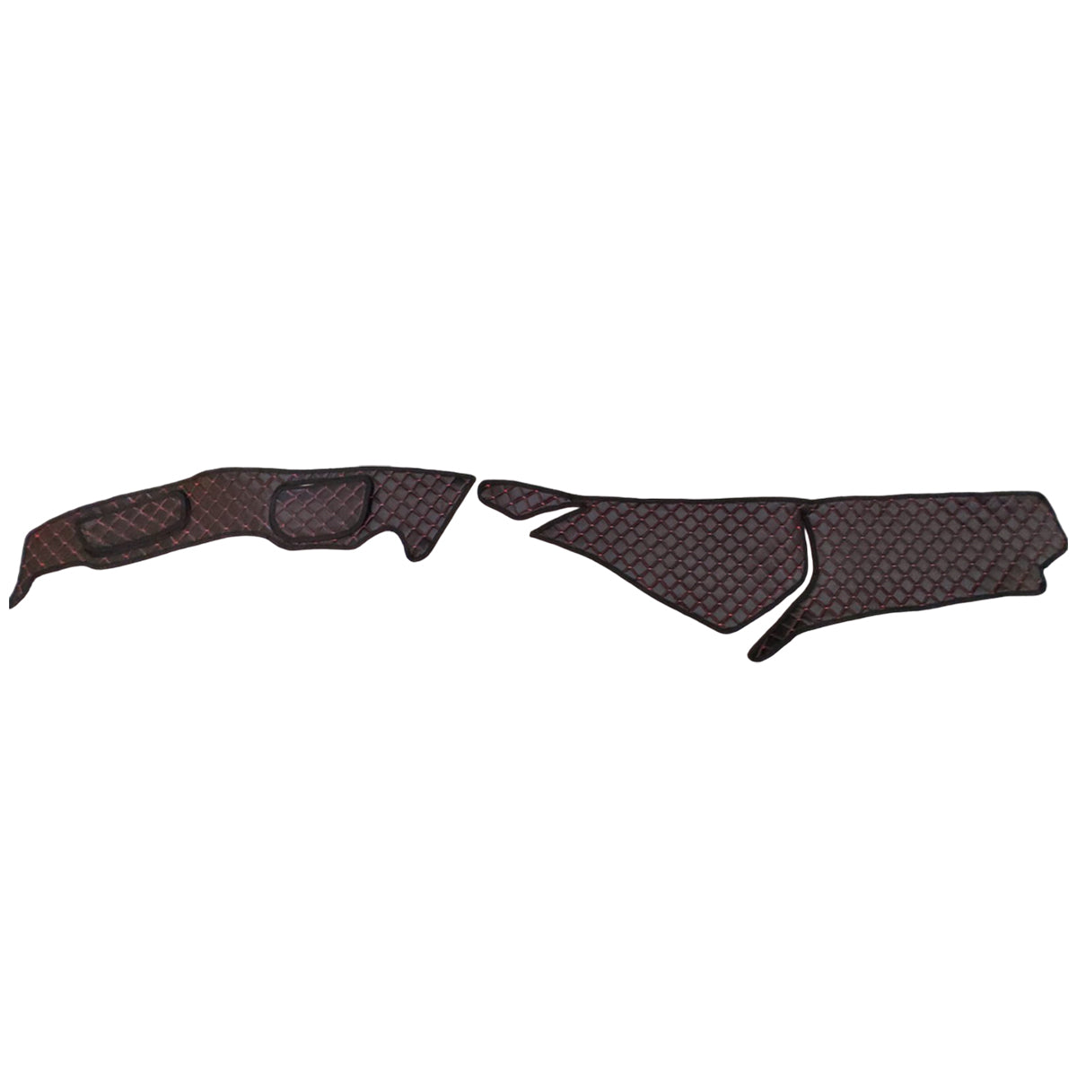 Tapis de tableau de bord – cuir synthétique (éco-cuir) perforé, noir avec surpiqûres rouges, adapté pour Mercedes Actros L jusqu’en 2021