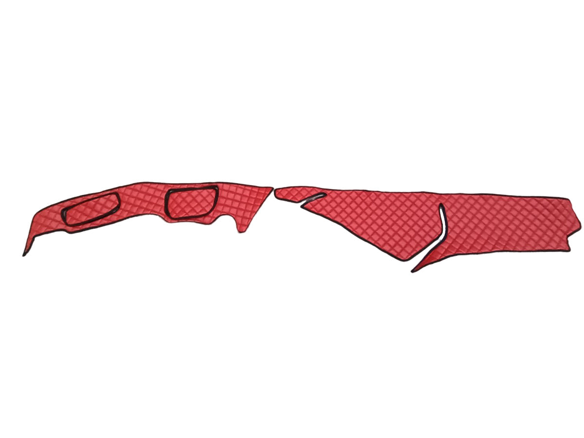 Tapis de tableau de bord – cuir synthétique (éco-cuir) perforé, rouge, adapté pour Mercedes Actros L jusqu’à 2021