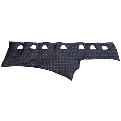Tapis de tableau de bord – cuir synthétique (éco-cuir) adapté pour Scania L, noir avec surpiqûres bleues