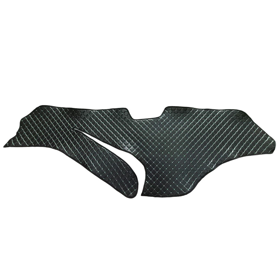 Tapis de tableau de bord noir en cuir synthétique (éco-cuir) – surpiqûres vertes, adapté pour DAF XF/XG/XG+, 2021+