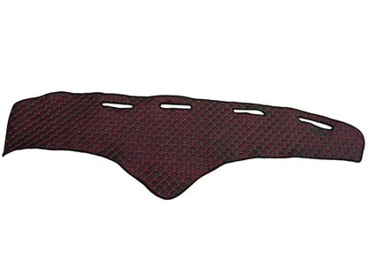 Tapis de tableau de bord – cuir synthétique (éco-cuir) adapté pour Ford F-MAX / Ford Cargo, noir avec surpiqûres rouges