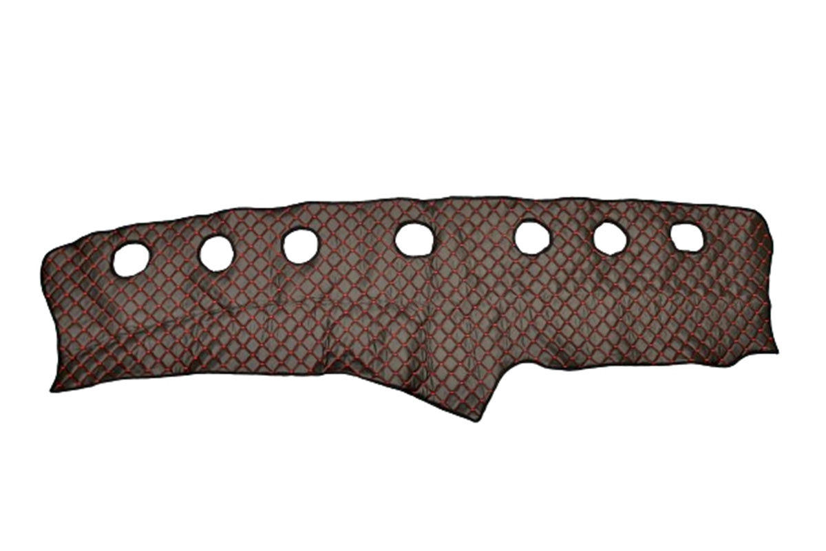 Tapis de tableau de bord en cuir – cuir synthétique (éco-cuir), noir avec rouge, adapté pour Scania G