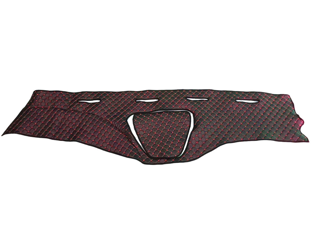 Schwarze Armaturenbrett-Lederabdeckung – geeignet für Mercedes Actros 1844 MP3 (2009–2015), rote Ziernähte