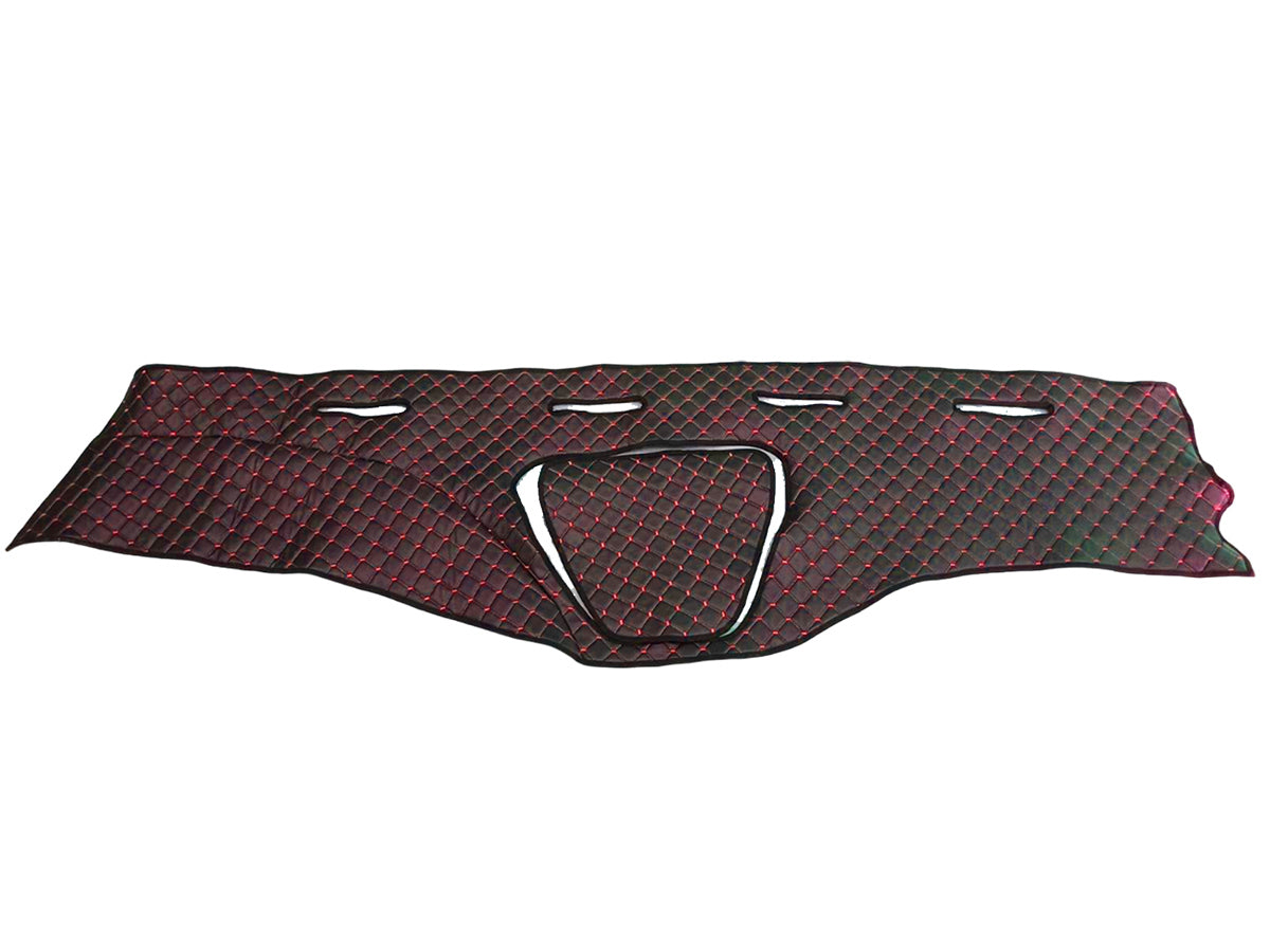 Housse de tableau de bord en cuir noire – adaptée pour Mercedes Actros 1844 MP3 (2009–2015), surpiqûres rouges