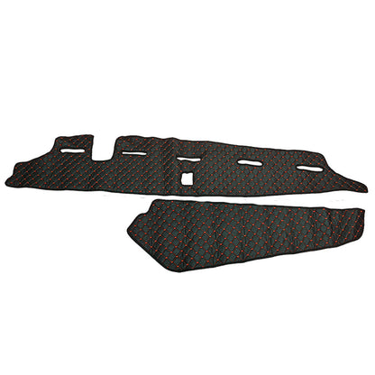 Jeu de tapis de tableau de bord – adapté pour Volvo FH5 avec capteur 2020+, cuir synthétique (éco-cuir), noir avec surpiqûres rouges, antidérapant, 2 pièces