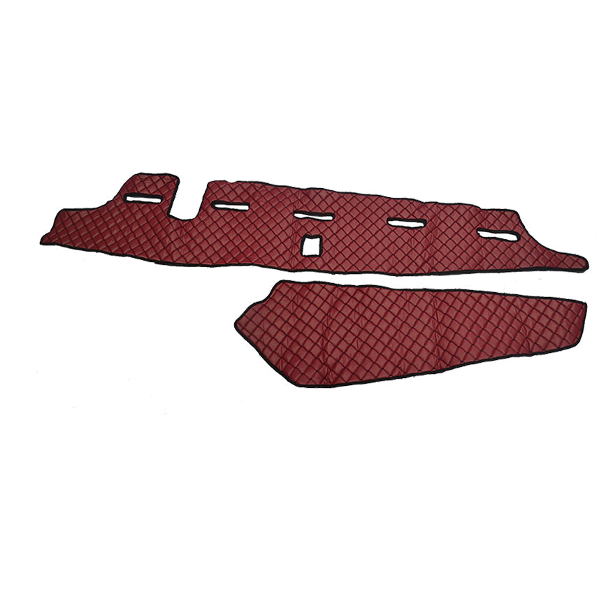 Tapis de tableau de bord – cuir synthétique (éco-cuir), adapté pour Volvo FH5 avec capteur 2020+, bordeaux, modèle bord de colonne