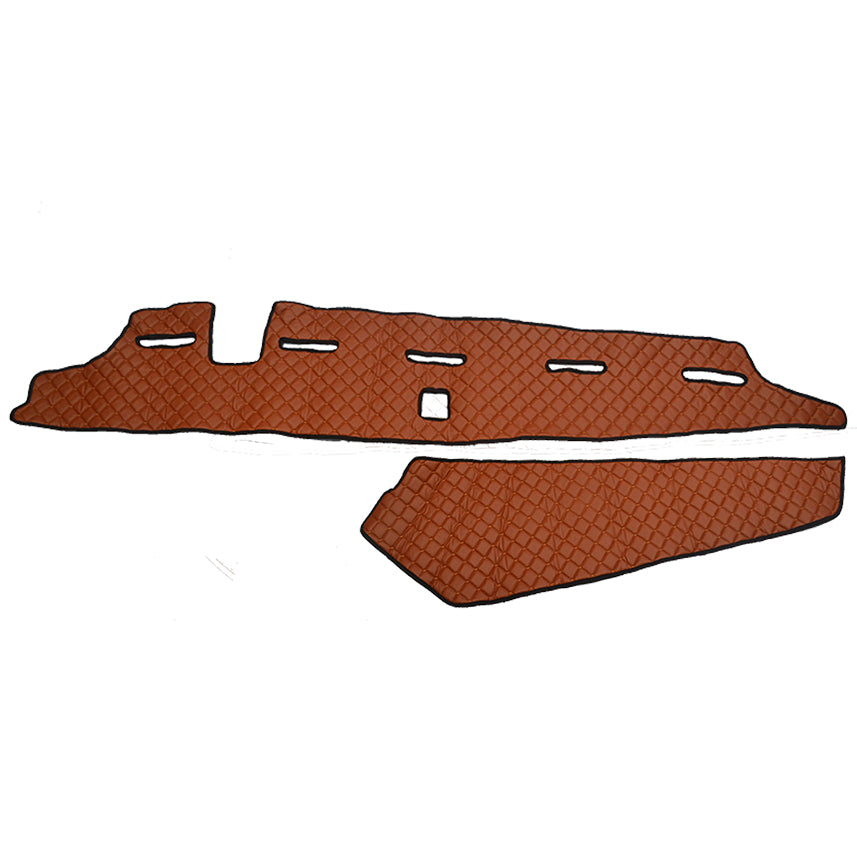 Tapis de tableau de bord – cuir synthétique (éco-cuir), marron, adapté pour Volvo FH5 2020+, avec capteur, conception bord de colonne