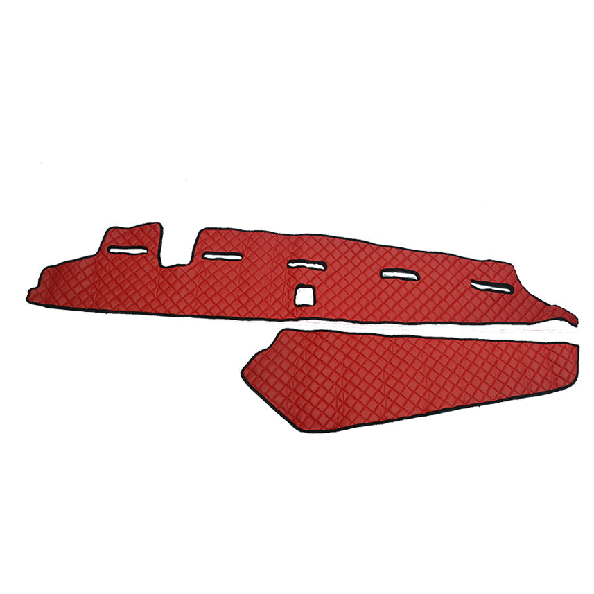 Tapis de tableau de bord – cuir synthétique (éco-cuir), adapté pour Volvo FH5 avec capteur 2020+, modèle bord de colonne, rouge